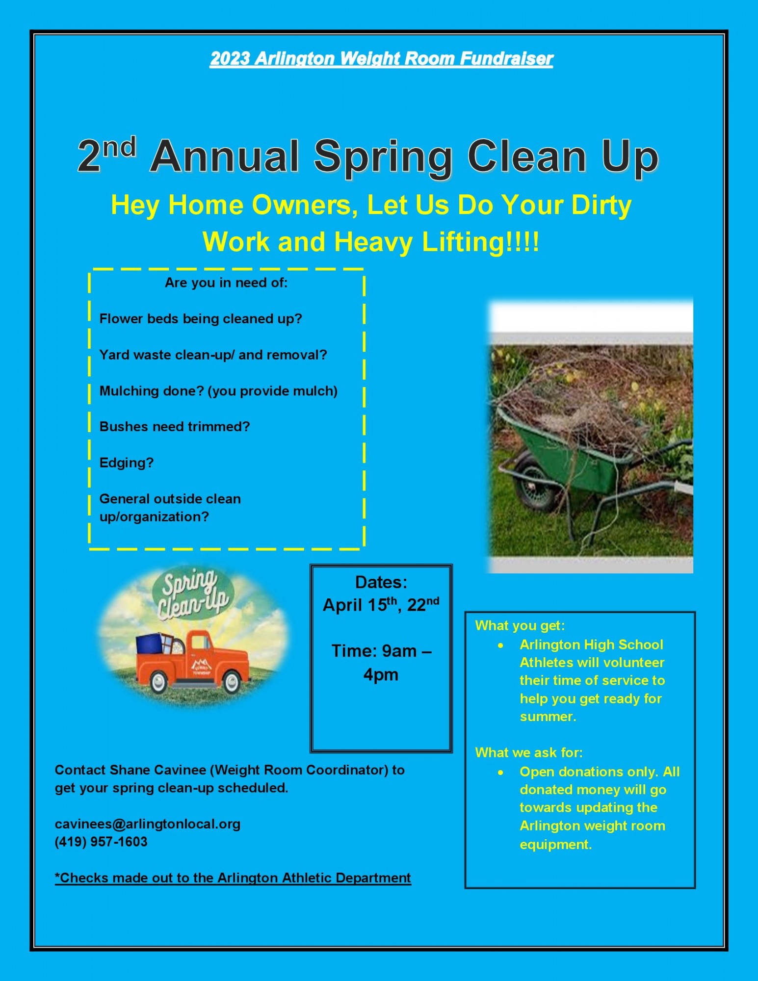 Spring CleanUp Opportunity Arlington Local Schools